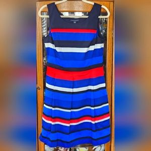 NWT Tommy Hilfiger Striped Pleated Dress Size 8
